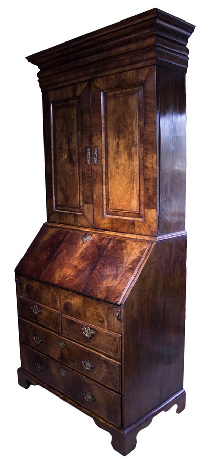 Antique Early 18th Century Georgian Walnut Bureau Bookcase