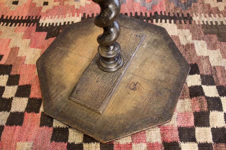 Antique Early 18th Century William and Mary Candlestand. Oak and Walnut