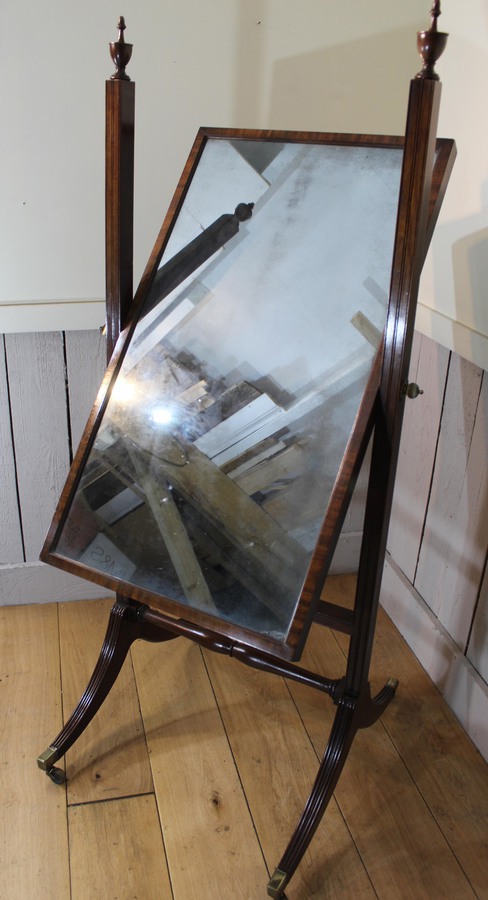 Antique Georgian Mahogany Cheval Mirror - Early 19th Century