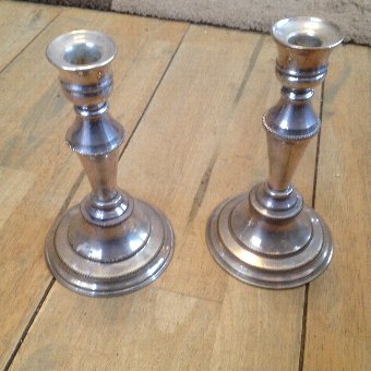 1779 silver plate on copper candlesticks 