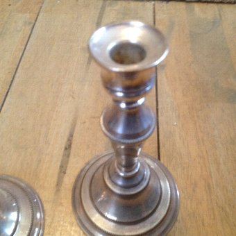 Antique 1779 silver plate on copper candlesticks 