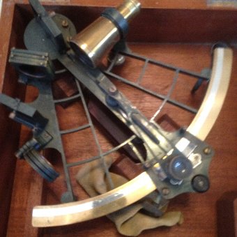 Antique 1938 antique hezzanith sextant in original mahogany box 