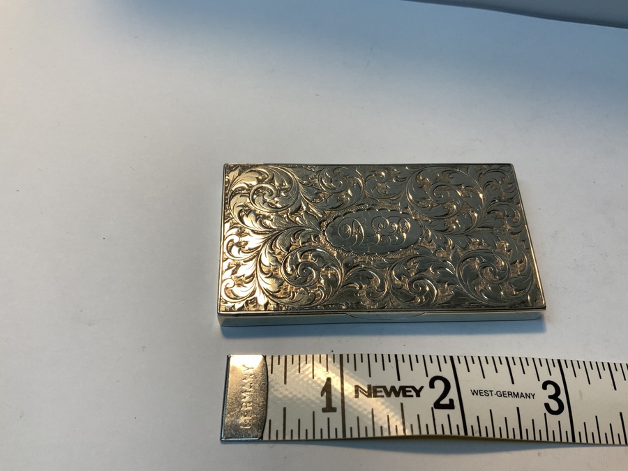 Antique Solid silver card and stamp case
