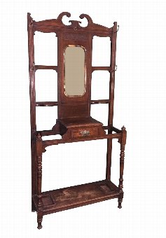 Antique Edwardian Oak hall stand with mirror