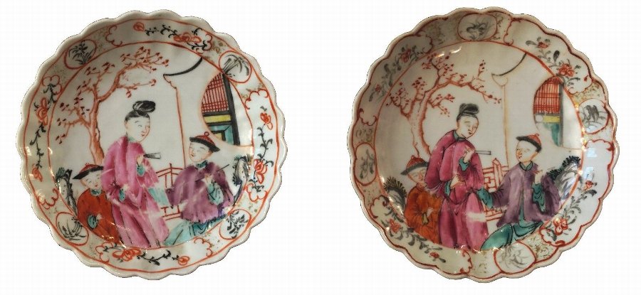 Antique Antique Pair of Mandarin Qianlong period plates chinese 18th century