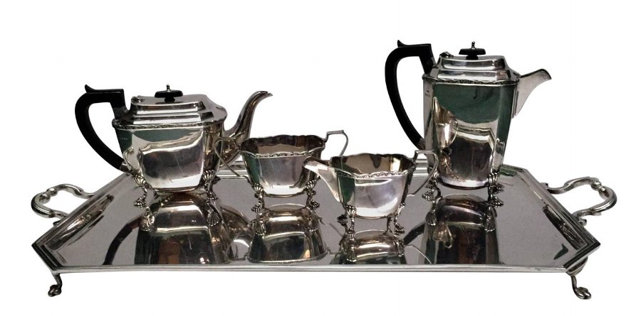 4 piece heavy solid silver tea set - 1932 Duncan and Scobbie Sheffield