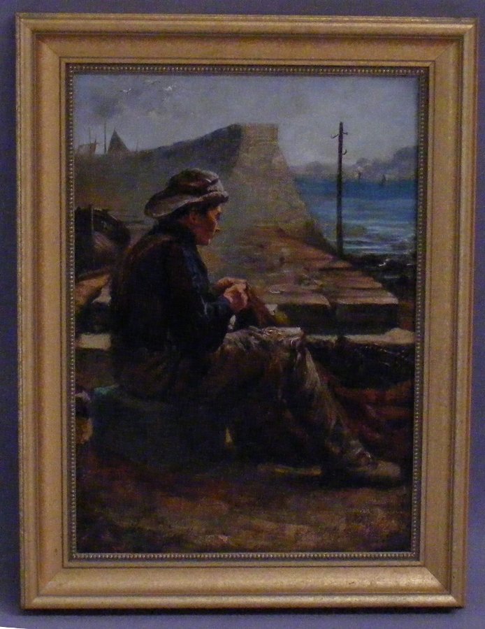 Mending the Nets by J D Michie, Dated 1881
