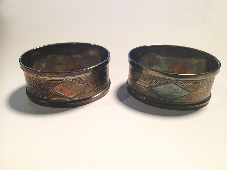 Antique H G & S Sterling silver napkin rings pair circa 1934