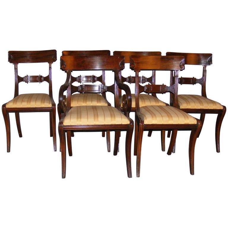 Set of Six Late Regency Mahogany Chairs circa 1815