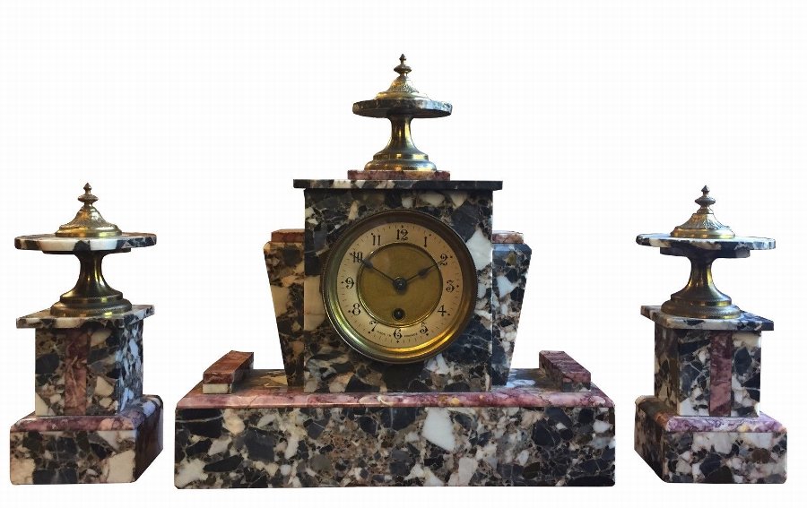 Antique French Three Piece Garniture Clock circa 1900