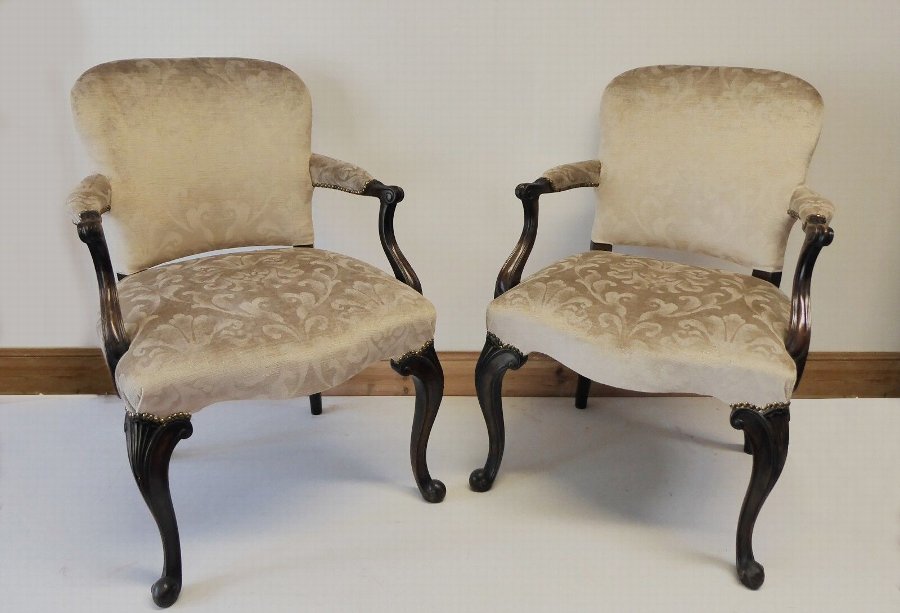 Superb pair of victorian antique mahogany chairs 1880