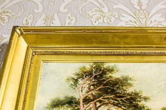 Antique A Landscape in a Golden Frame, Signed by Carl Brennir (1850-1920)