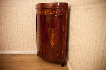Antique Unique Corner Dresser with Intarsias, Circa 1880