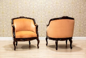 Antique Two Beautiful Armchairs, Circa 1920, AFTER THE REPLACEMENT OF UPHOLSTERY