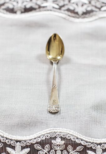 Antique A Single Silver Teaspoon with An Initial