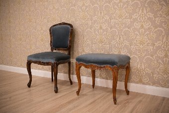 Antique A Chair with a Footstool, Circa 1930