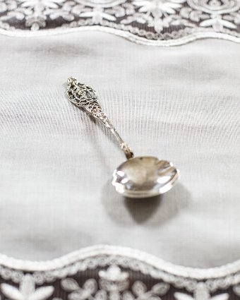 Antique A Silver Sugar Spoon