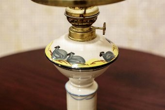 Antique Kerosene Lamp with a Faience Base from the Early 20th c.