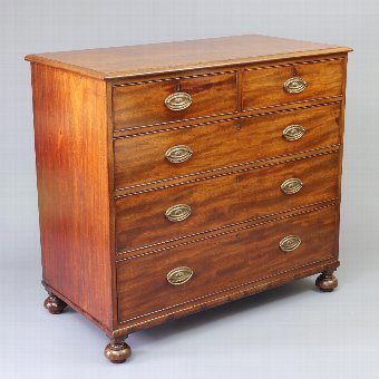Antique Late Georgian Figured Mahogany Five Drawer Chest of Drawers