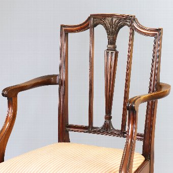 Antique Sheraton Revival Edwardian Mahogany Elbow Chair c1905