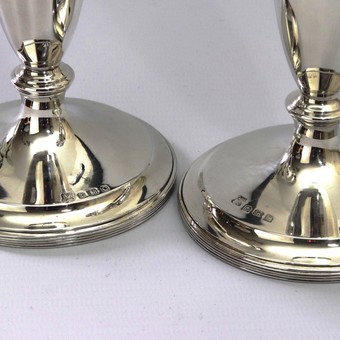 Antique Pair of Silver Candlesticks by Northern Goldsmiths Co Birmingham 1927