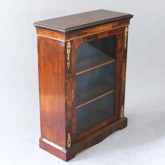 Antique Marquetry Inlaid and Ormolu Mounted Burr Walnut Pier Cabinet c1860