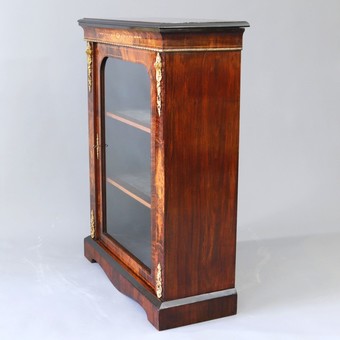 Antique Marquetry Inlaid and Ormolu Mounted Burr Walnut Pier Cabinet c1860