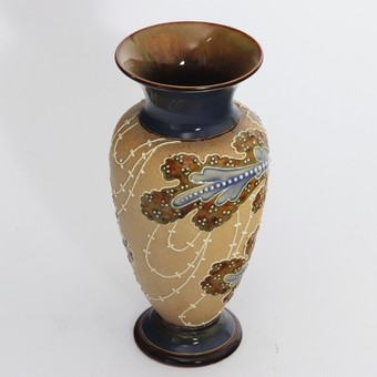 Antique Doulton Lambeth Baluster Vase by Florence Roberts & Rosina Brown c1890