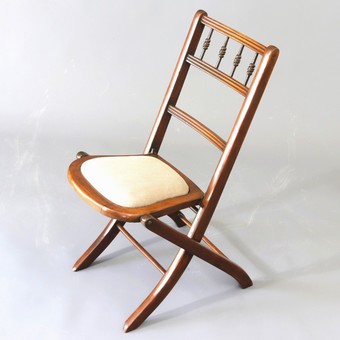 Antique Edwardian Beech Folding Chair c1905