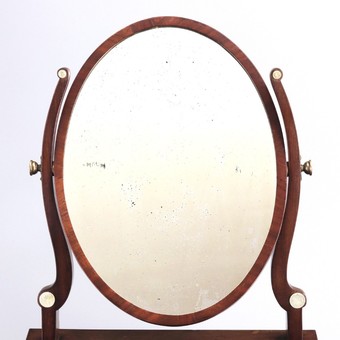 Antique Georgian Curl-Mahogany Serpentine Fronted Oval Dressing Table Mirror c1790