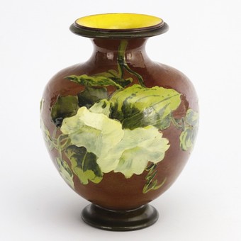 Antique Doulton Lambeth Impasto Stoneware Ovoid Vase by Rosa Keen 1887