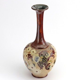 Antique Tall Doulton Lambeth Slaters Vase by Eleanor Tosen c1895