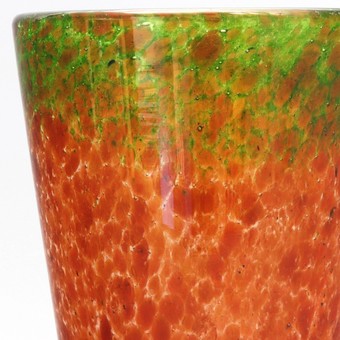 Antique Art Deco Monart Orange Bucket Vase With Aventurine c1930's