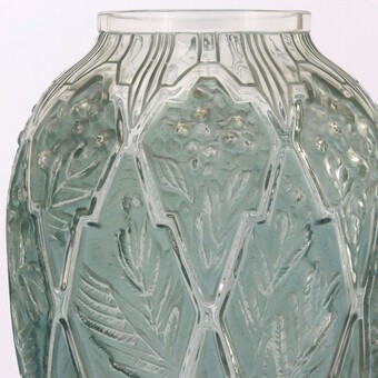 Antique Etling Art Deco Blue-Green Glass Vase Table Lamp c1930