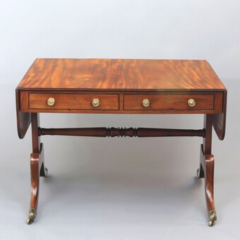 Antique Regency Period Figured Mahogany Sofa Table c1815
