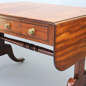 Antique Regency Period Figured Mahogany Sofa Table c1815