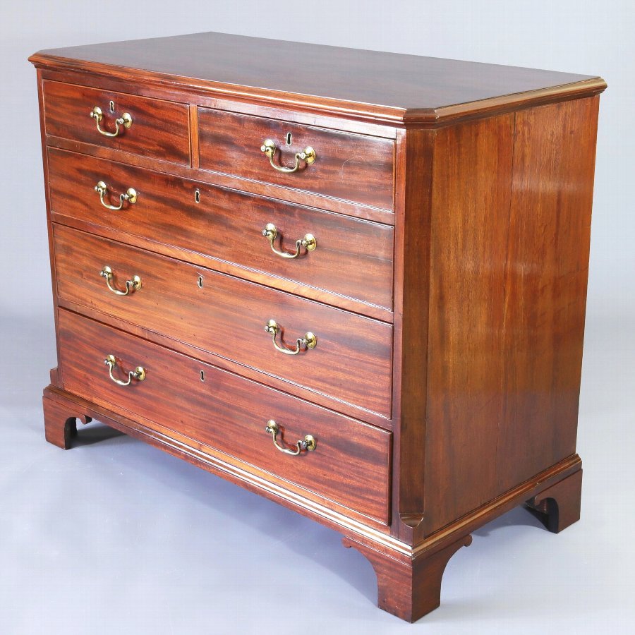 Antique Georgian Figured Mahogany Chest of Drawers with Canted Corners c1800