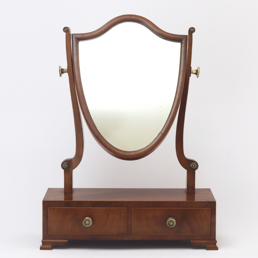 Late Victorian Curl-Mahogany Shield Dressing Table /Toilet Mirror c1890