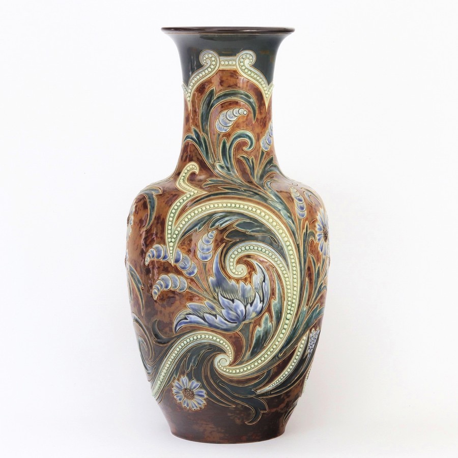 Large Doulton Lambeth Art Nouveau Vase by Eliza Simmance & Rosina Brown c1895