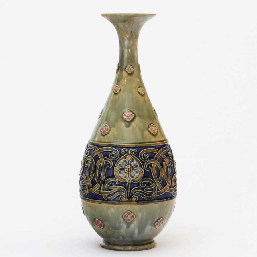 Tall Art Nouveau Doulton Stoneware Tear-Drop Vase by Rosina Brown c1905