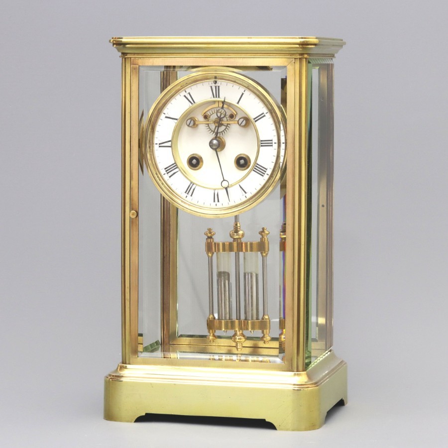 Four Glass Mantel Clock With Visible Escapement by Marti et Cie c1880