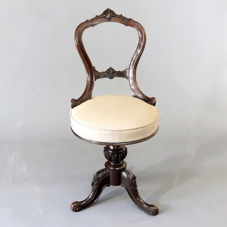 Antique Mid-Victorian Walnut Revolving Music Chair c1870 ...