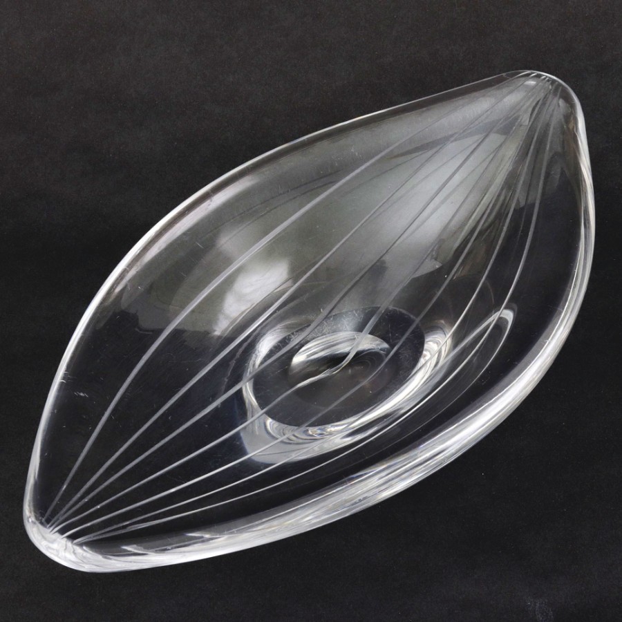 Elliptical Comb Cut Glass Bowl by Vicke Lindstrand for Kosta c.late 1950s
