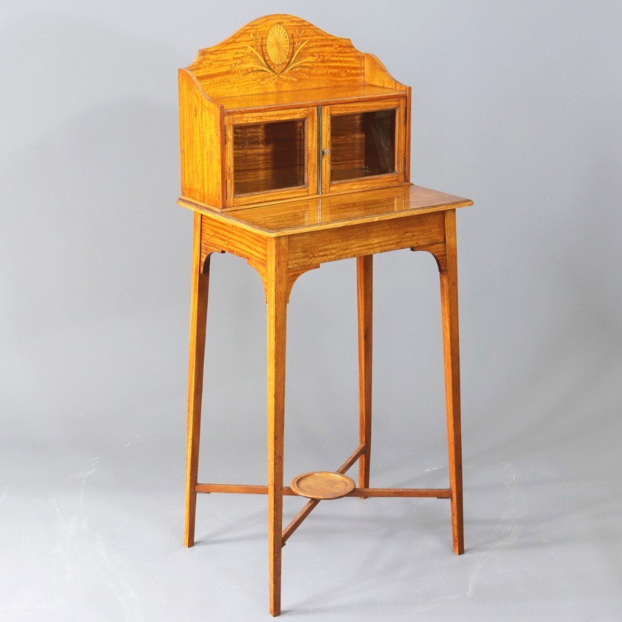 Edwardian Inlaid Satinwood Small Display Cabinet on Stand c1905