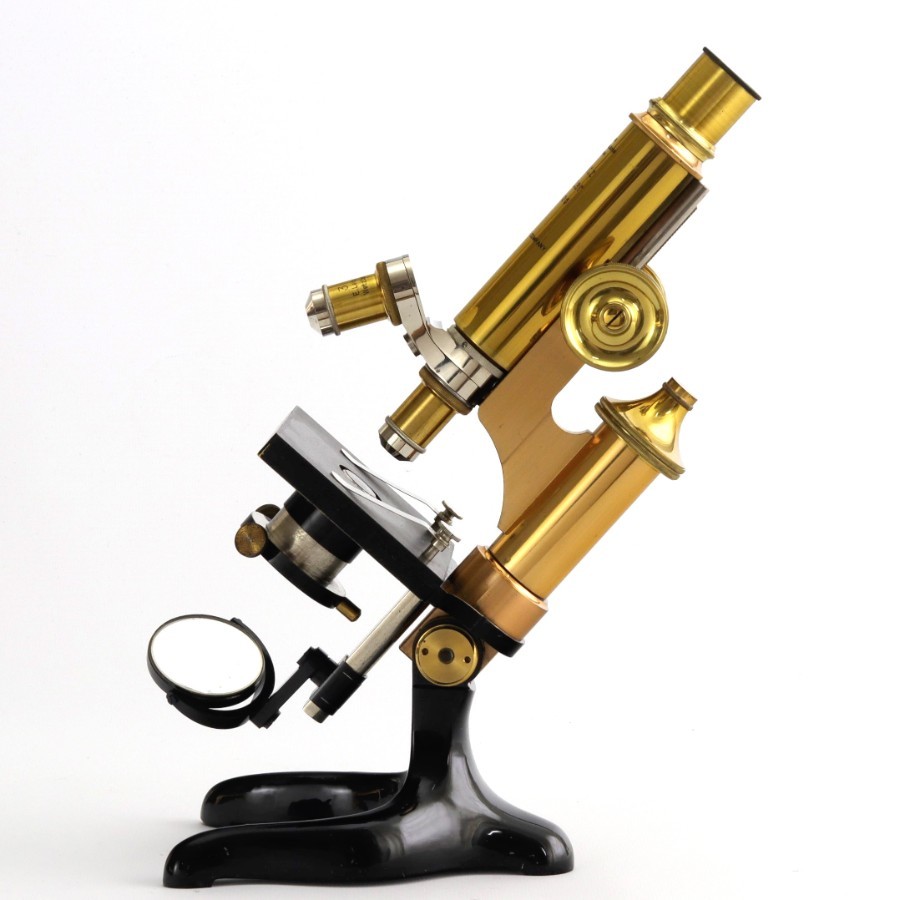 Antique E Leitz Wetzlar Cased Microscope & Slides from C Baker London 1906