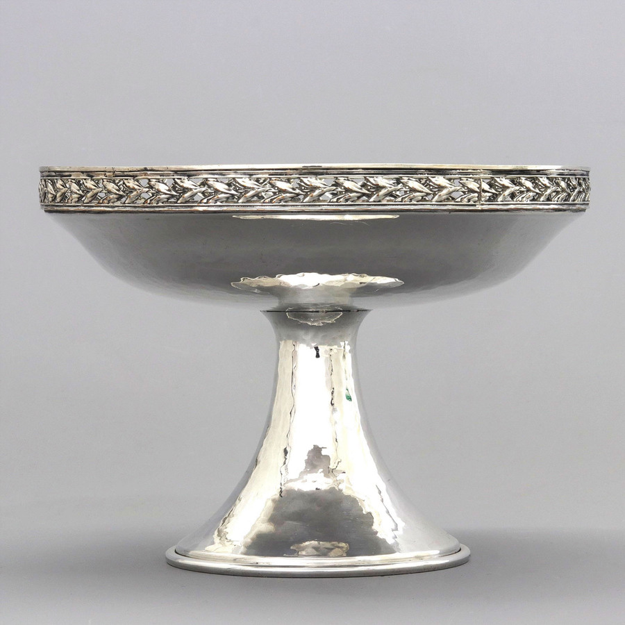 Antique Arts & Crafts Planished Silver Plated Tazza Attributed to AE Jones & Co. c1905