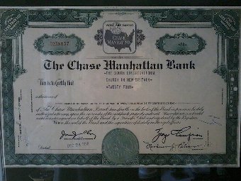 Chase Manhattan Bank Stock Certificate
