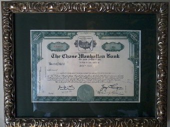 Antique Chase Manhattan Bank Stock Certificate