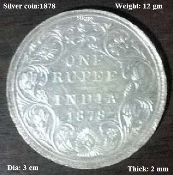 Antique Antique Silver coins of India ~ year of 1878 & 1907 !