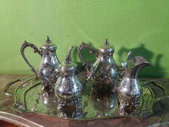 Queen Dª Maria style Tea and Coffee set in Portuguese Silver